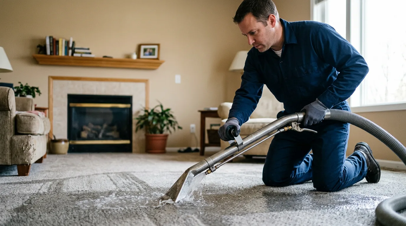 Water damage restoration technician working near Welling, OK